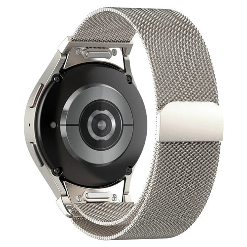Milanese Strap 'One Push', champagne, on a watch, 3/4 rear view