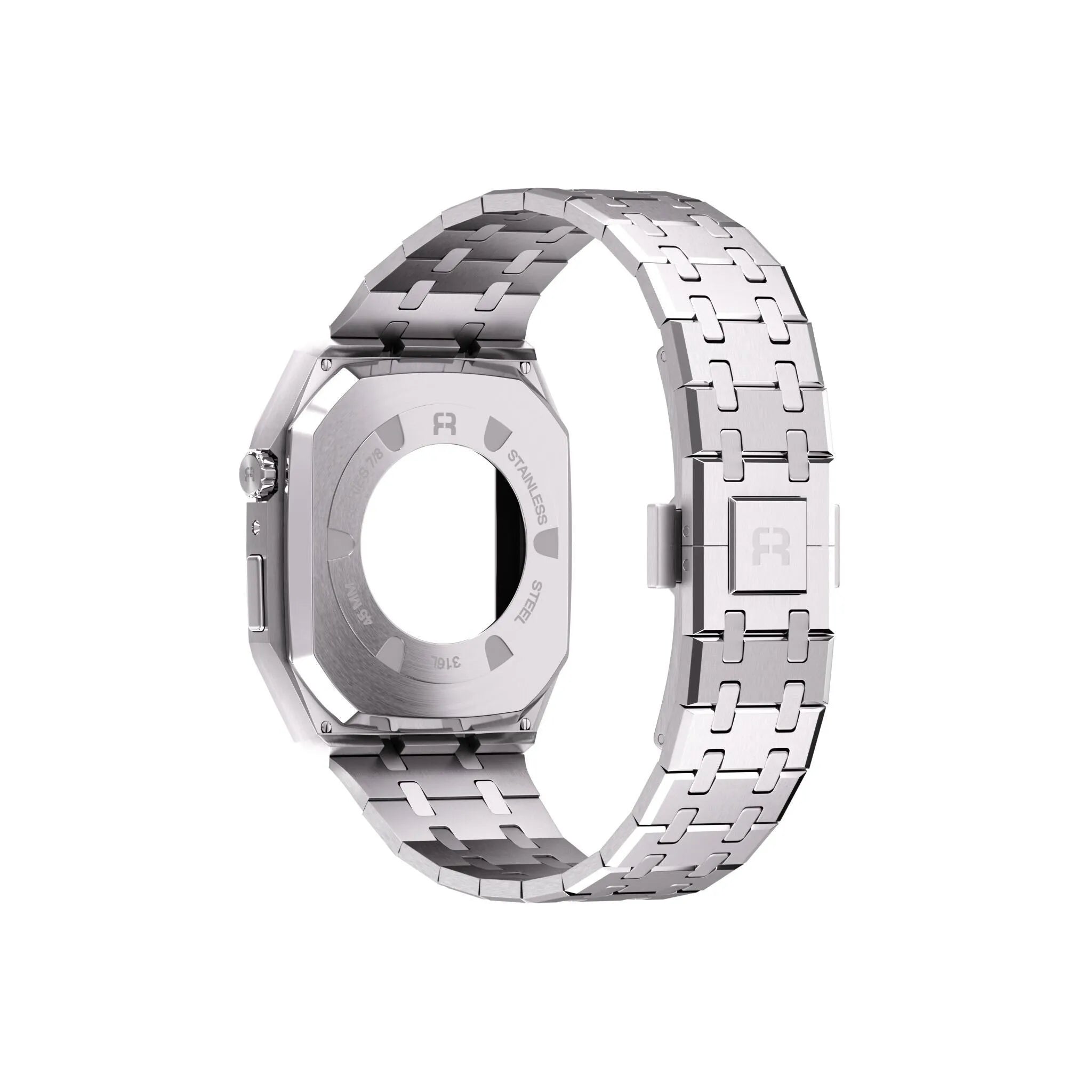 Reqior Apple Watch 45mm Case with Steel Strap (Silver)