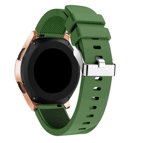 Twill Silicone Strap, army green, on a watch, 3/4 rear view