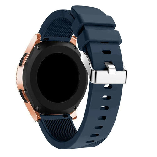 Twill Silicone Strap, dark blue, on a watch, 3/4 rear view