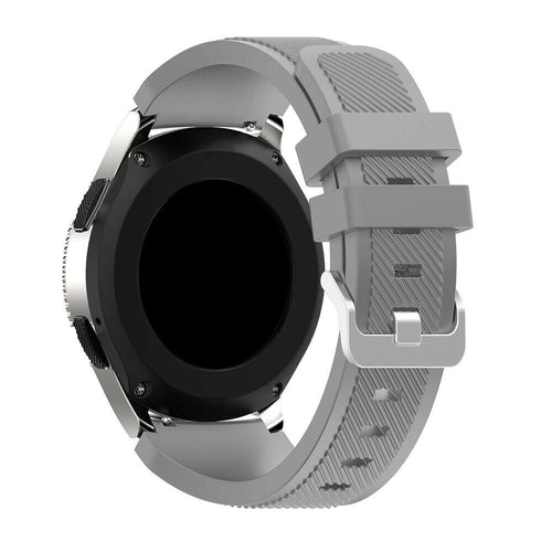 Twill Silicone Strap, grey, on a watch, 3/4 rear view