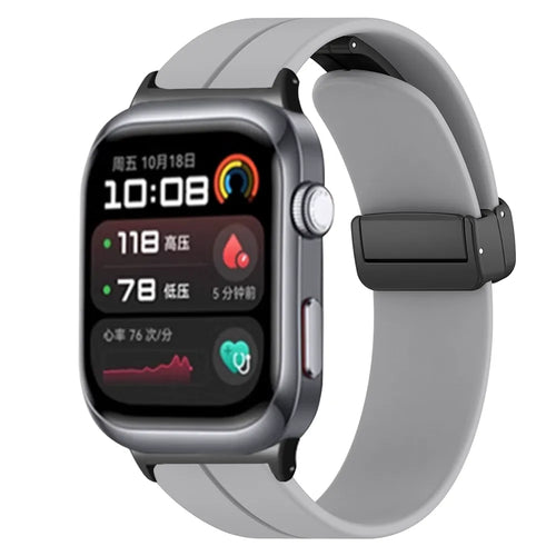 D-Buckle Silicone Strap, on a watch, 3/4 rear view