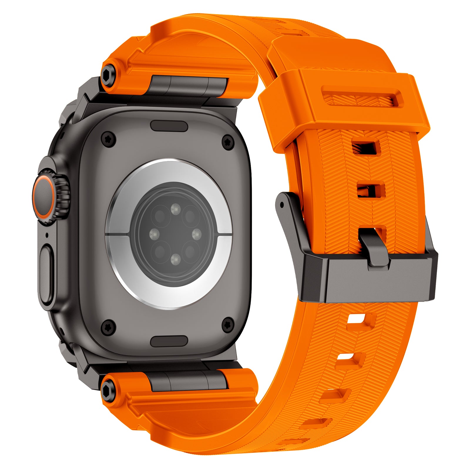 Apple Watch Ultra 'Four Claw' Silicone Strap (Orange/Black)