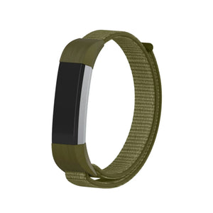 Nylon Strap, grey-green, on a watch, 3/4 rear view