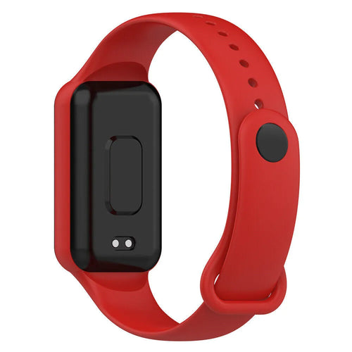 Silicone Strap, red, on a watch, 3/4 rear view