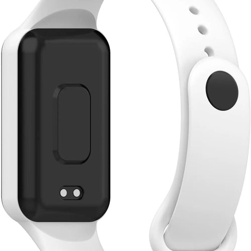 Silicone Strap, white, on a watch, 3/4 rear view