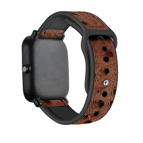 Leather Hybrid Strap, brown, on a watch, 3/4 rear view