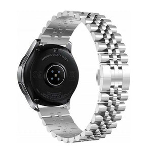 Jubilee Steel Strap, silver, on a watch, 3/4 rear view