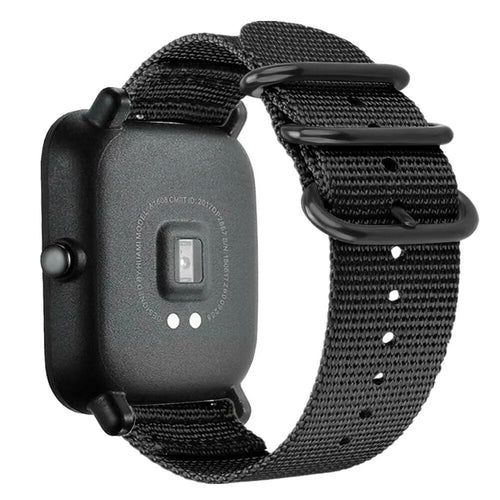 Nylon Buckle Strap, black, on a watch, 3/4 rear view