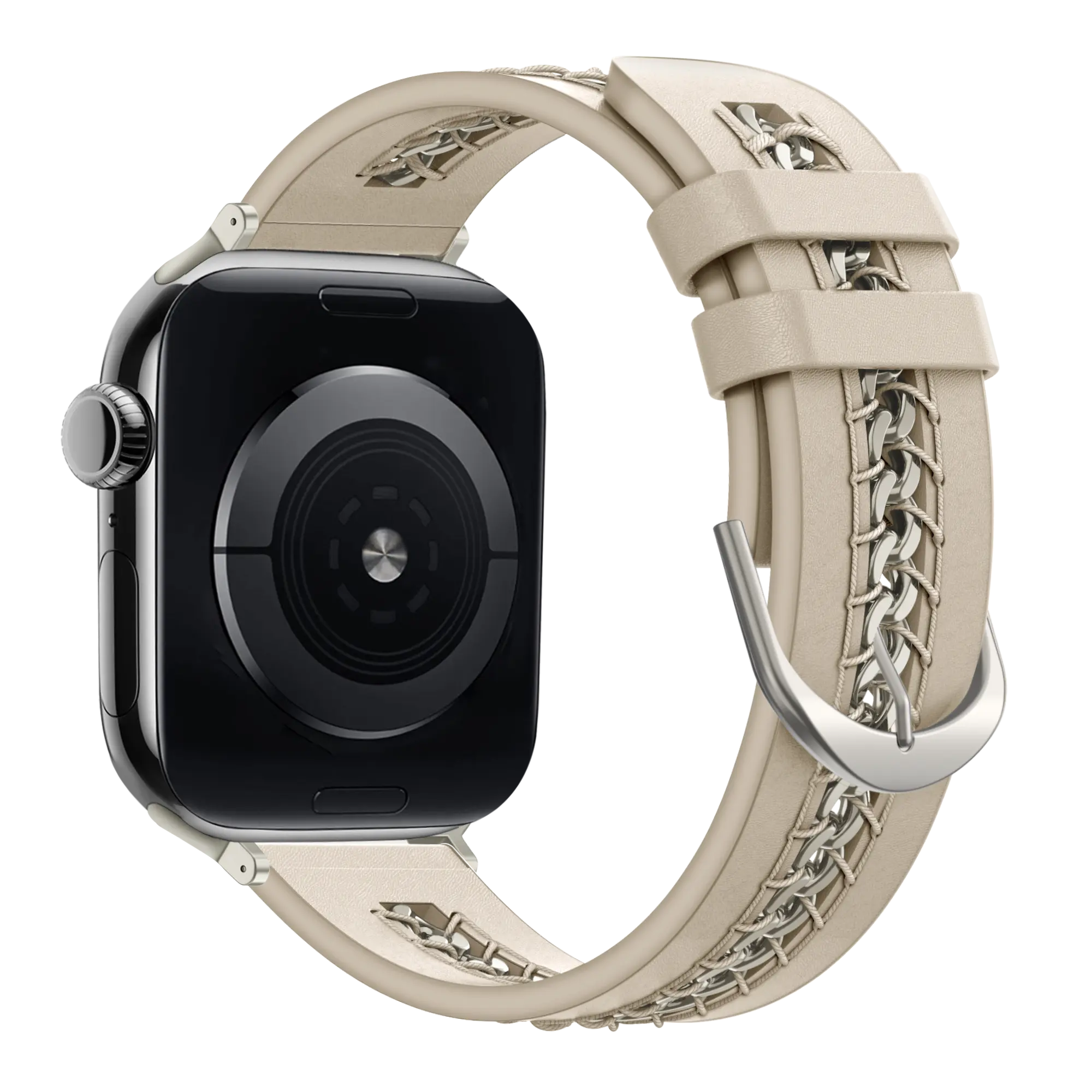 Bandz Apple Watch Leather Strap 'Chains' (Beige)