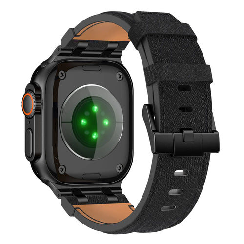 Apple Watch Denim Leather Strap (Black)
