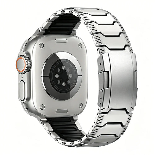 Apple Watch Mecha Titanium Hybrid Strap (Titanium/Black)