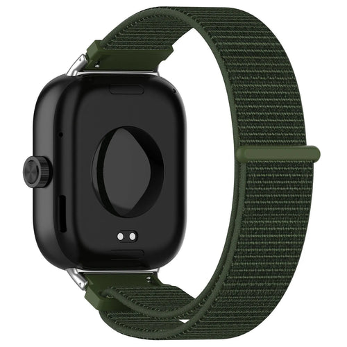 Nylon Strap, army green, on a watch, 3/4 rear view