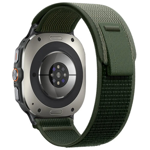 Trail Nylon Strap, army green, on a watch, 3/4 rear view