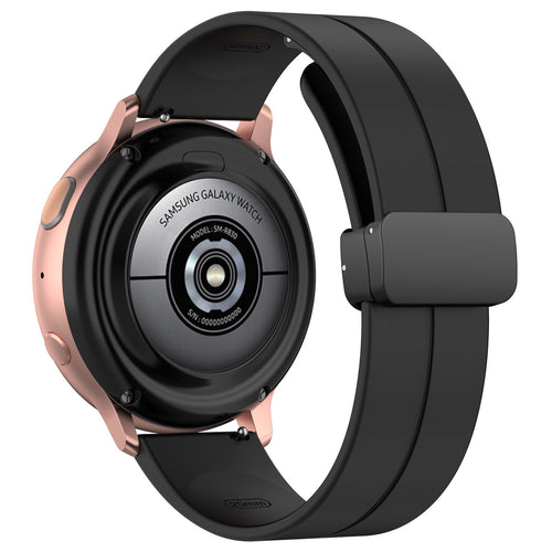 D-Buckle Silicone Strap, black, on a watch, 3/4 rear view