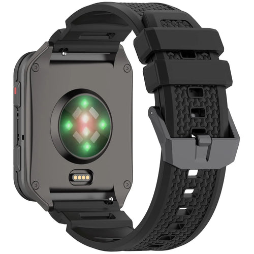 Silicone Strap, black, on a watch, 3/4 rear view
