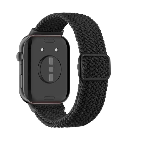 Nylon Adjustable Braided Strap, black, on a watch, 3/4 rear view