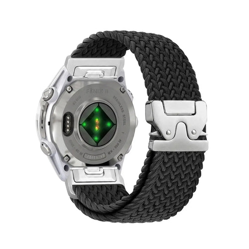 Garmin Forerunner 970 Braided Strap P-Buckle (Black with Silver)
