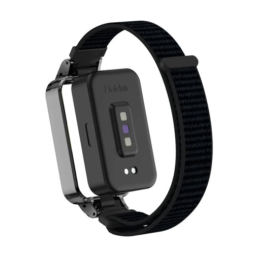 Nylon Strap, black, on a watch, 3/4 rear view