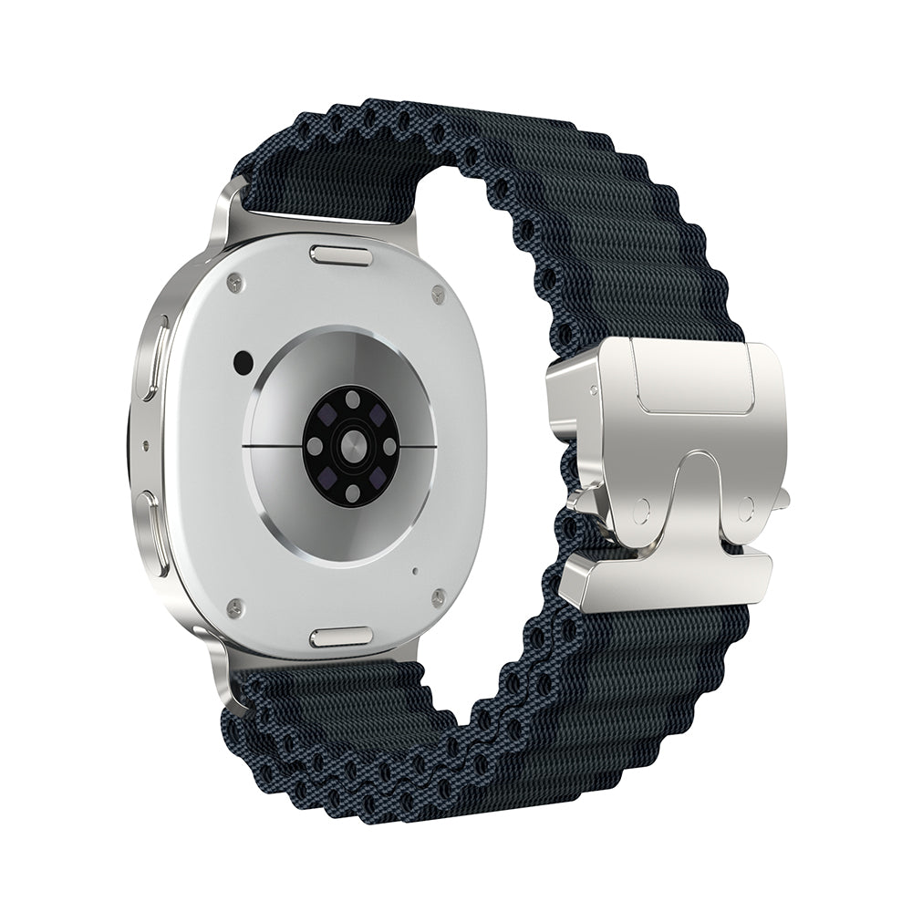 Samsung Galaxy Watch 9 - 44mm Outdoor Nylon Strap with P-Buckle (Black with Silver)