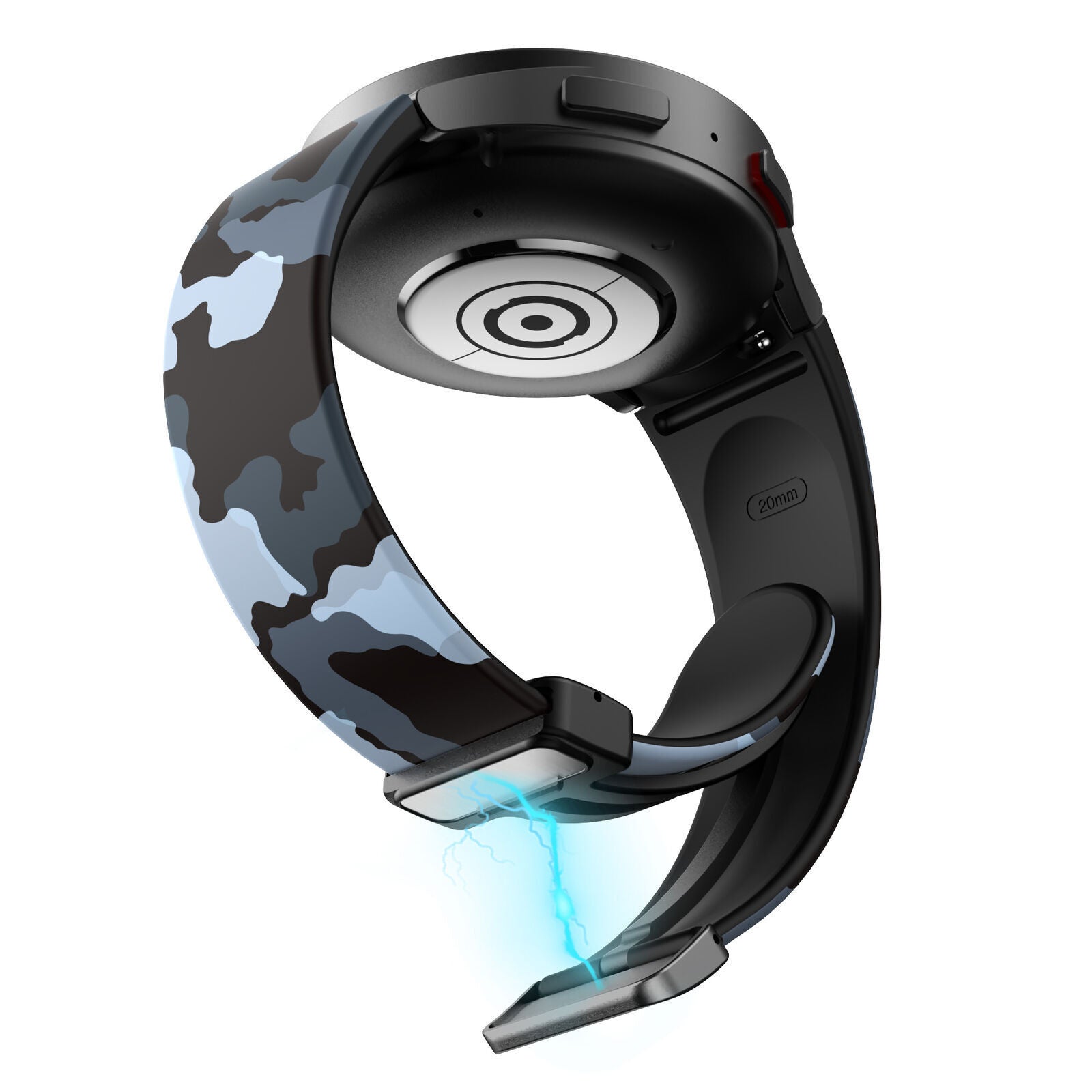 Silicone Magnetic Patterned Strap, on a watch, 3/4 rear view