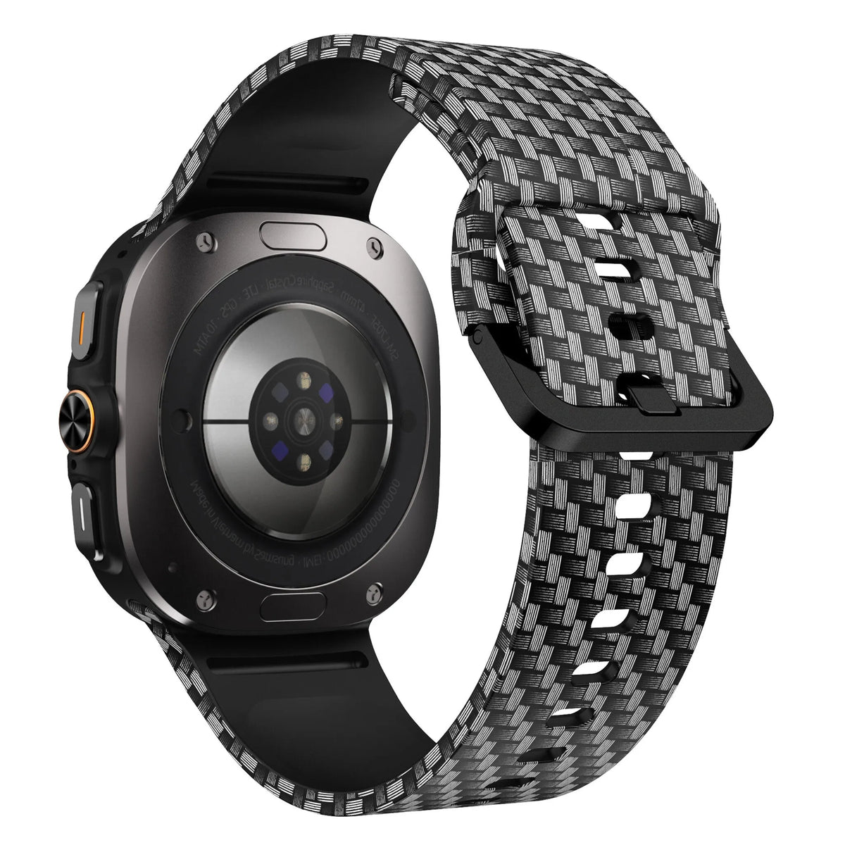 Print Silicone Strap, on a watch, 3/4 rear view