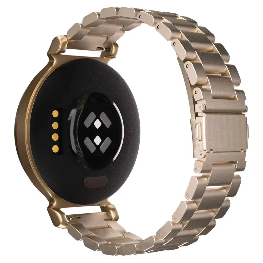 Steel Strap, champagne, on a watch, 3/4 rear view