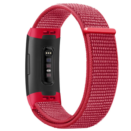 Nylon Strap, red, on a watch, 3/4 rear view