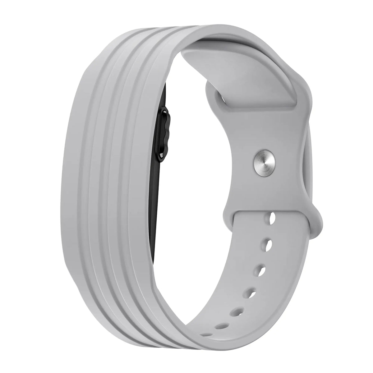 Silicone Strap 'Classic', grey, on a watch, 3/4 rear view