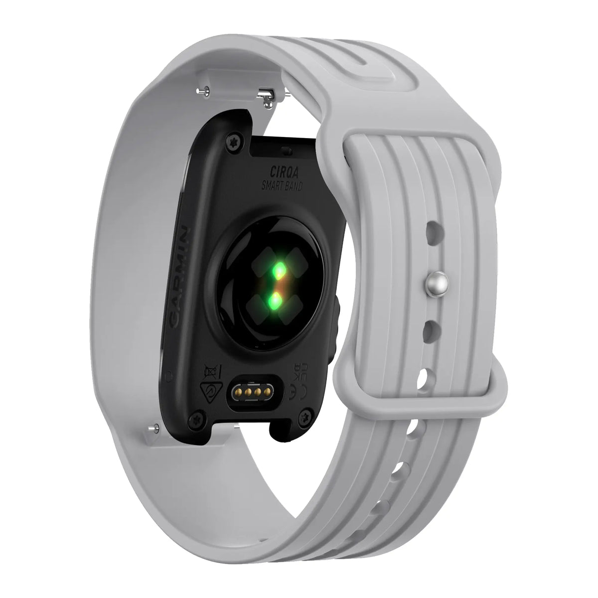 Silicone Strap 'Classic', grey, on a watch, 3/4 rear view