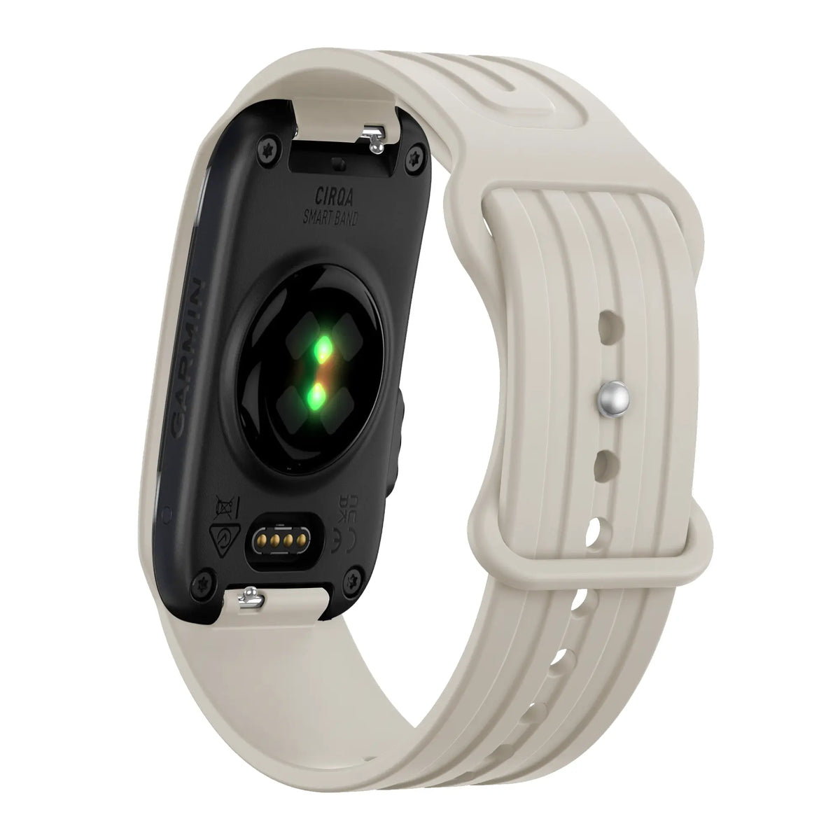 Silicone Strap 'Classic', starlight, on a watch, 3/4 rear view