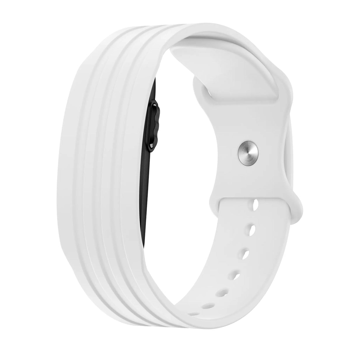 Silicone Strap 'Classic', white, on a watch, 3/4 rear view