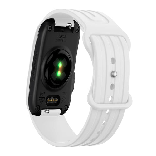 Silicone Strap 'Classic', white, on a watch, 3/4 rear view