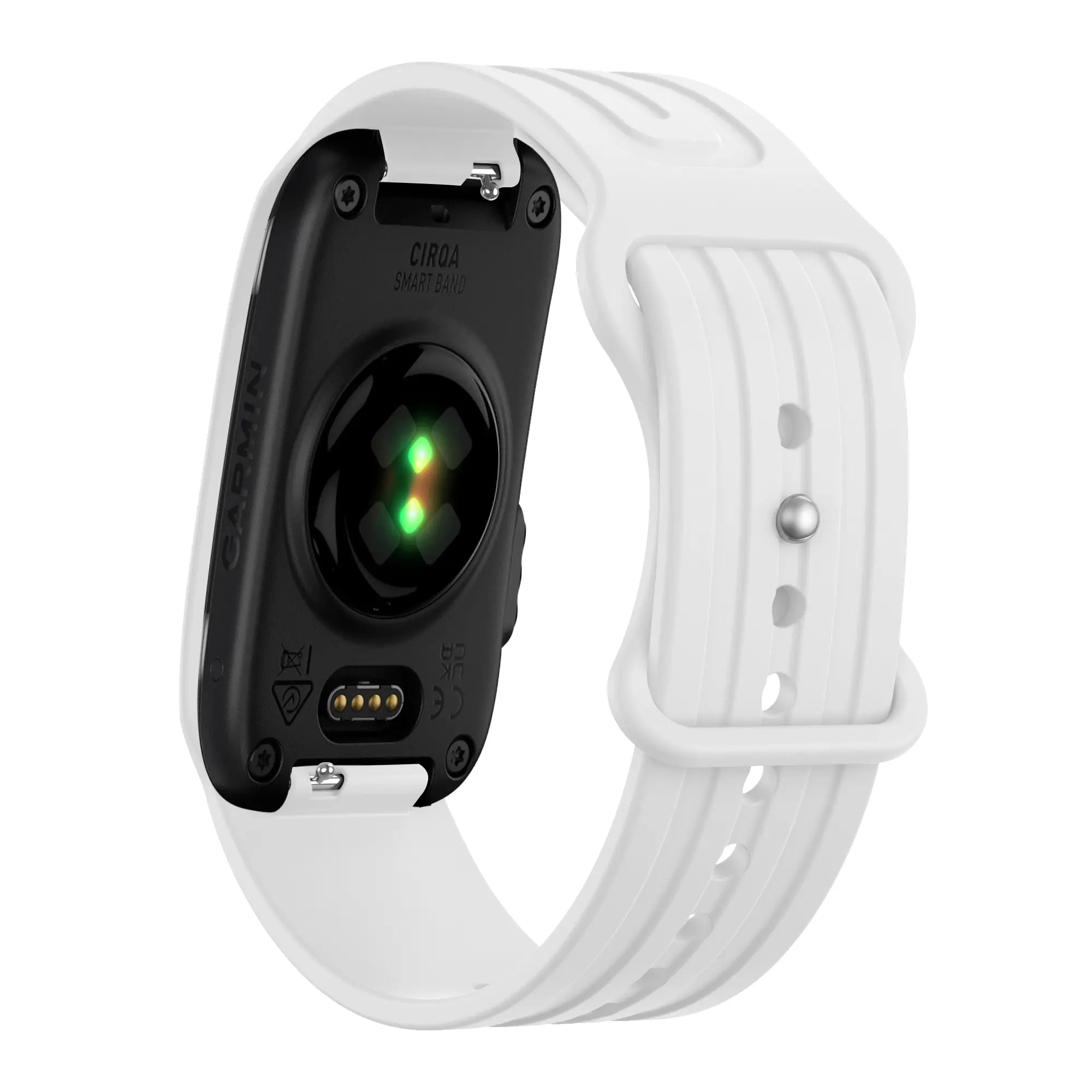 Silicone Strap 'Classic', white, on a watch, 3/4 rear view