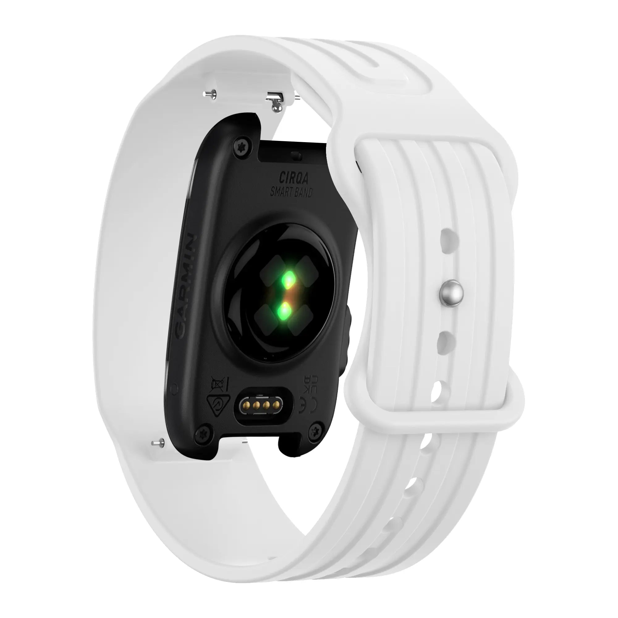 Silicone Strap 'Classic', white, on a watch, 3/4 rear view