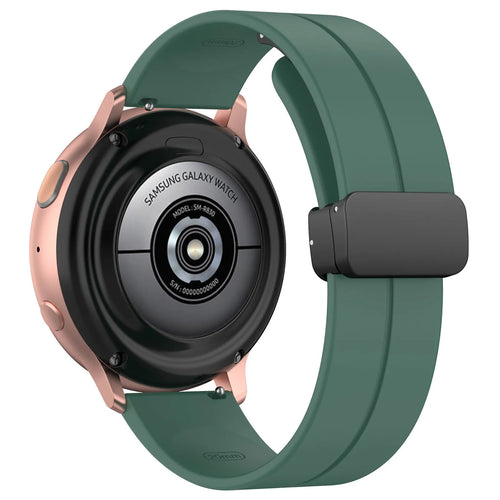 D-Buckle Silicone Strap, dark green, on a watch, 3/4 rear view