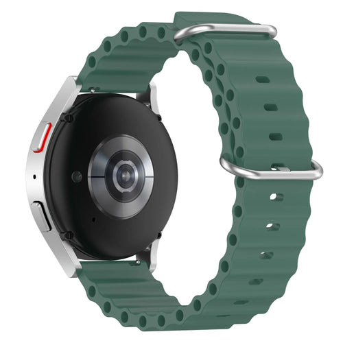 Silicone Ocean Strap, dark green, on a watch, 3/4 rear view