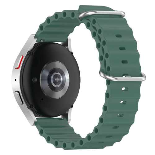 Silicone Ocean Strap, dark green, on a watch, 3/4 rear view