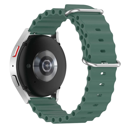 Silicone Ocean Strap, dark green, on a watch, 3/4 rear view