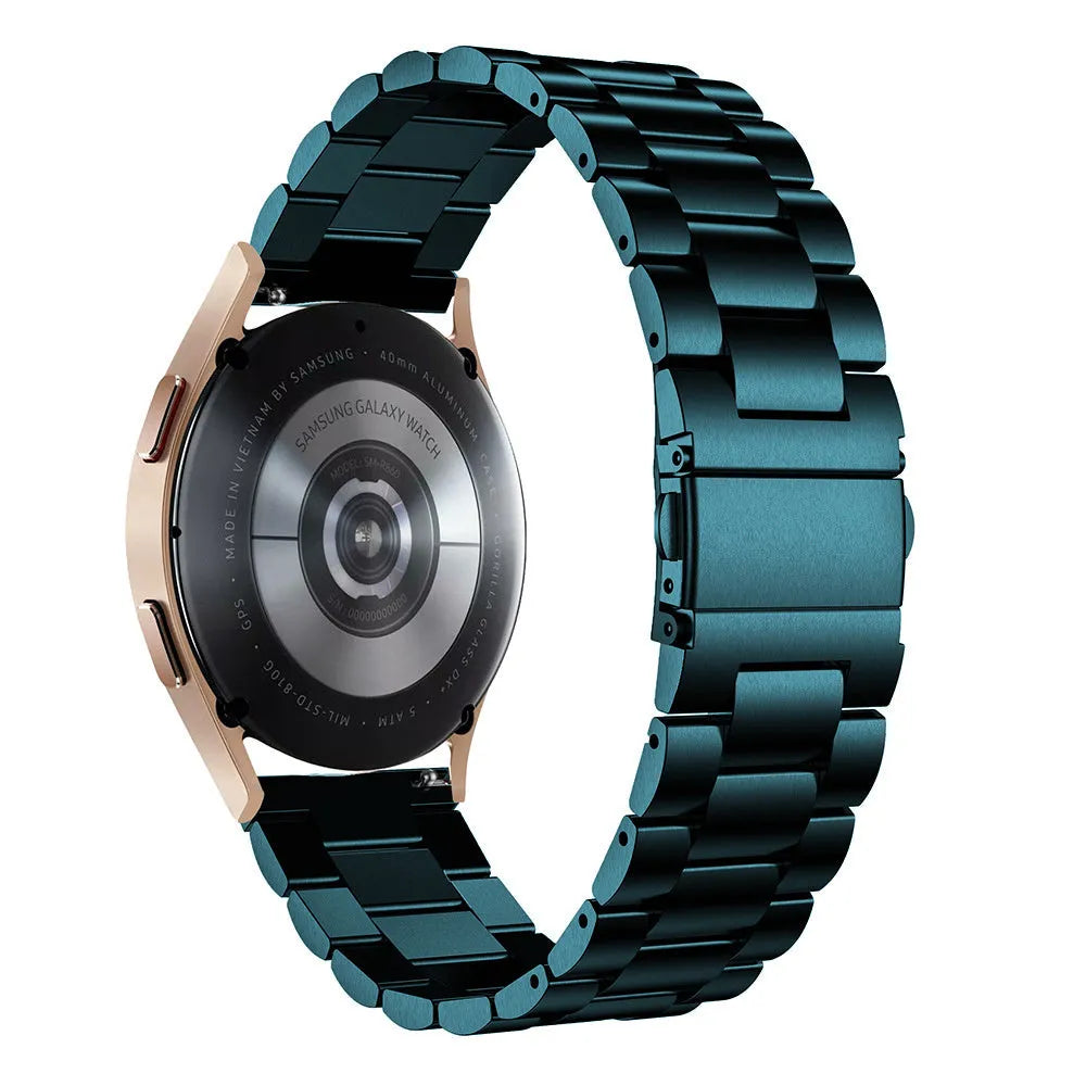 Steel Strap, dark green, on a watch, 3/4 rear view