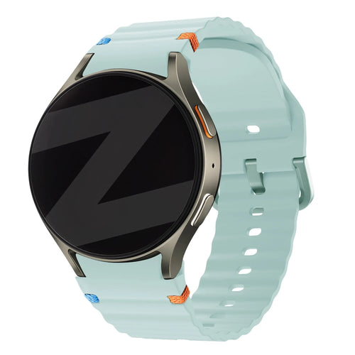 Silicone Wave Strap 'Easy Fit', mint, on a watch, 3/4 rear view