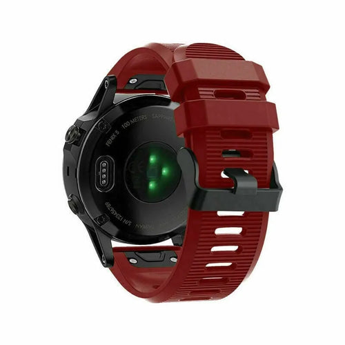 Silicone Strap, red, on a watch, 3/4 rear view