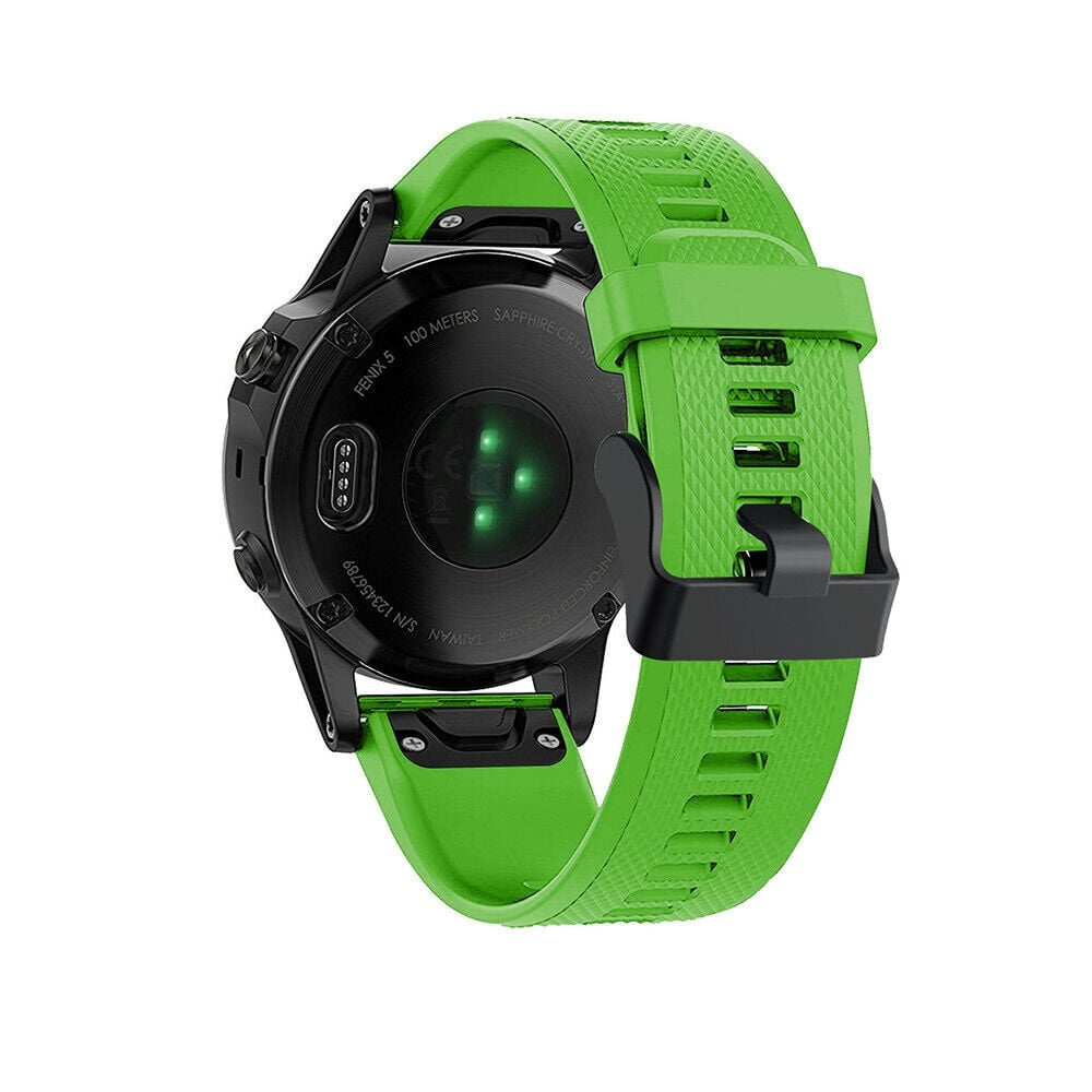 Silicone Strap, green, on a watch, 3/4 rear view