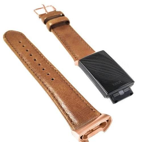 Leather Strap, brown, on a watch, 3/4 rear view
