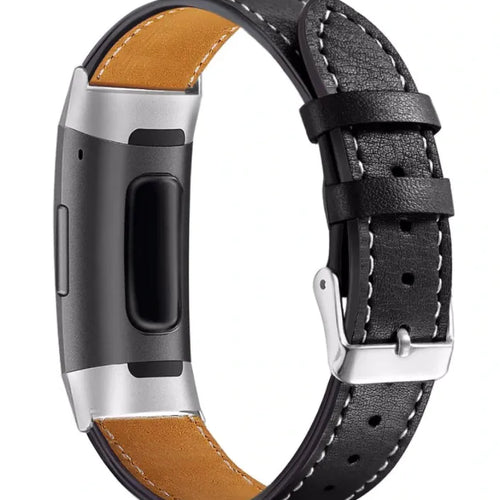 Modern Leather Strap, elegant black, on a watch, 3/4 rear view