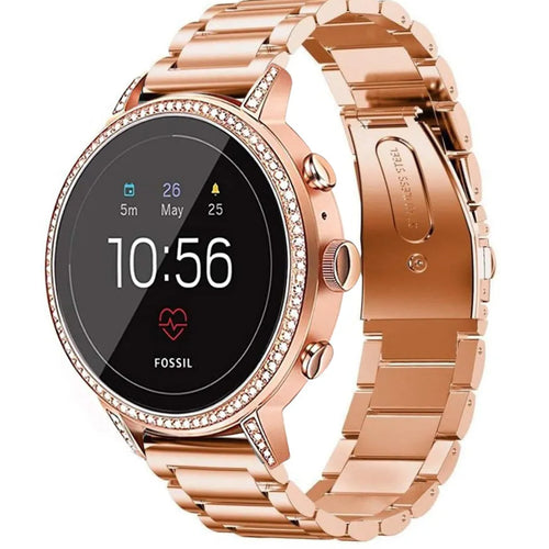 Steel Strap, rose gold, on a watch, 3/4 rear view
