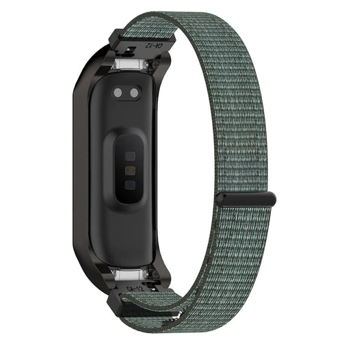 Nylon Strap, grey-green, on a watch, 3/4 rear view