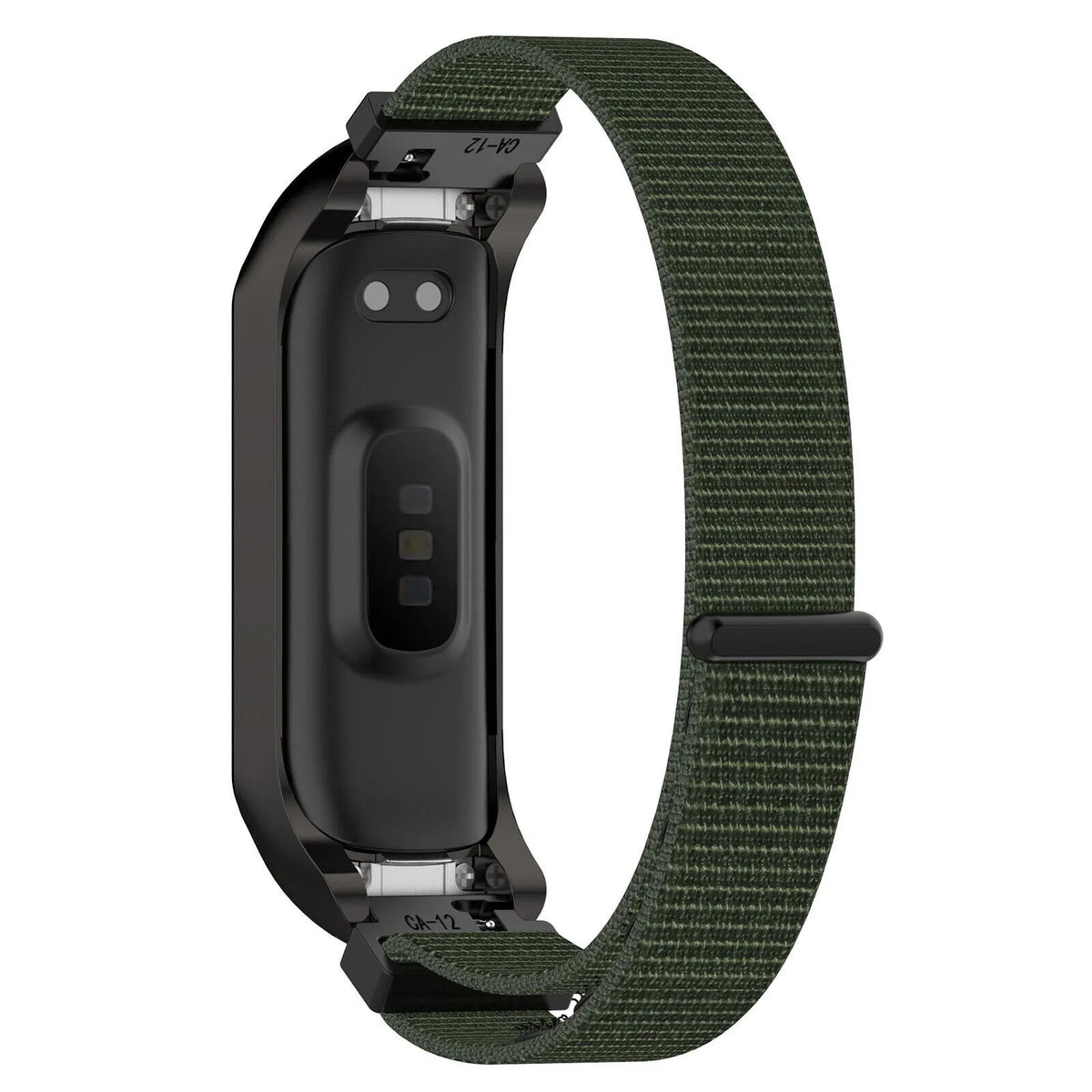 Nylon Strap, green, on a watch, 3/4 rear view
