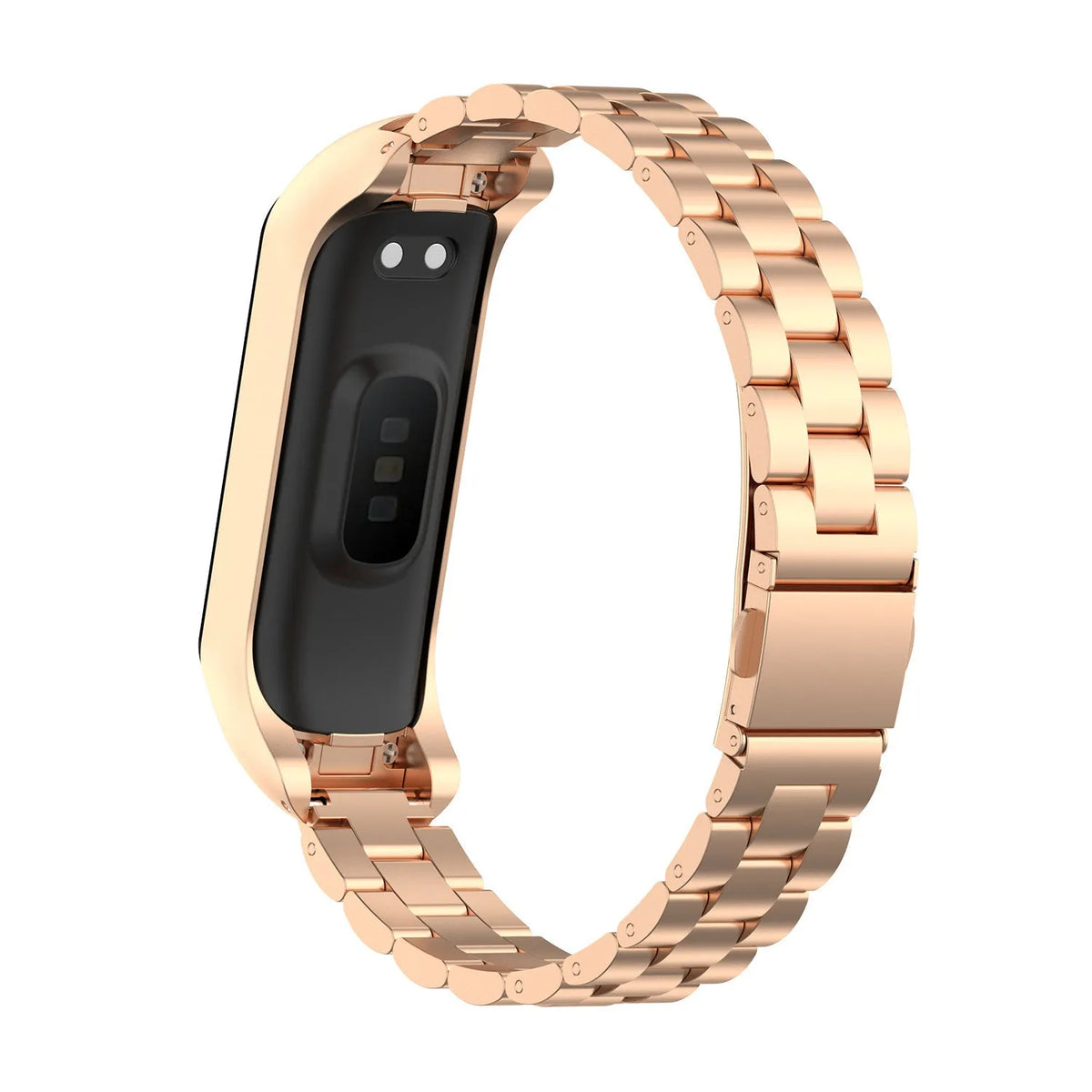 Steel Strap, rose gold, on a watch, 3/4 rear view