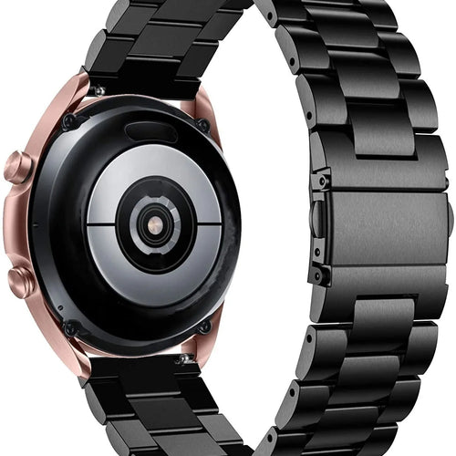 Steel Strap, black, on a watch, 3/4 rear view